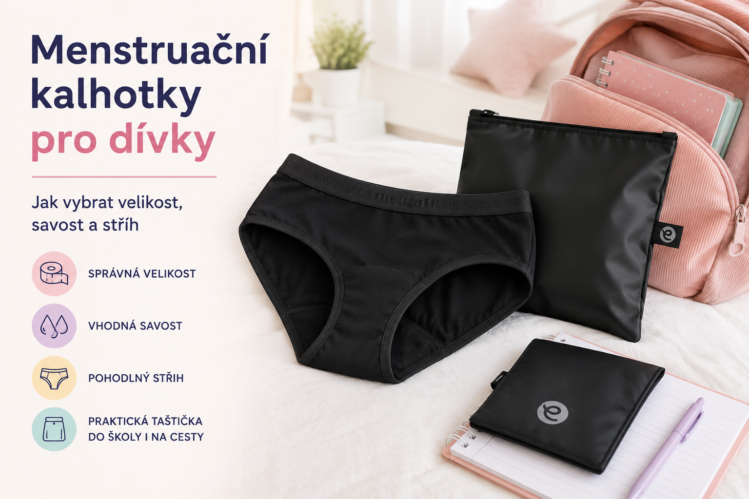 menstruační kalhotky pro dívky, zdroj fotografie: chatgpt